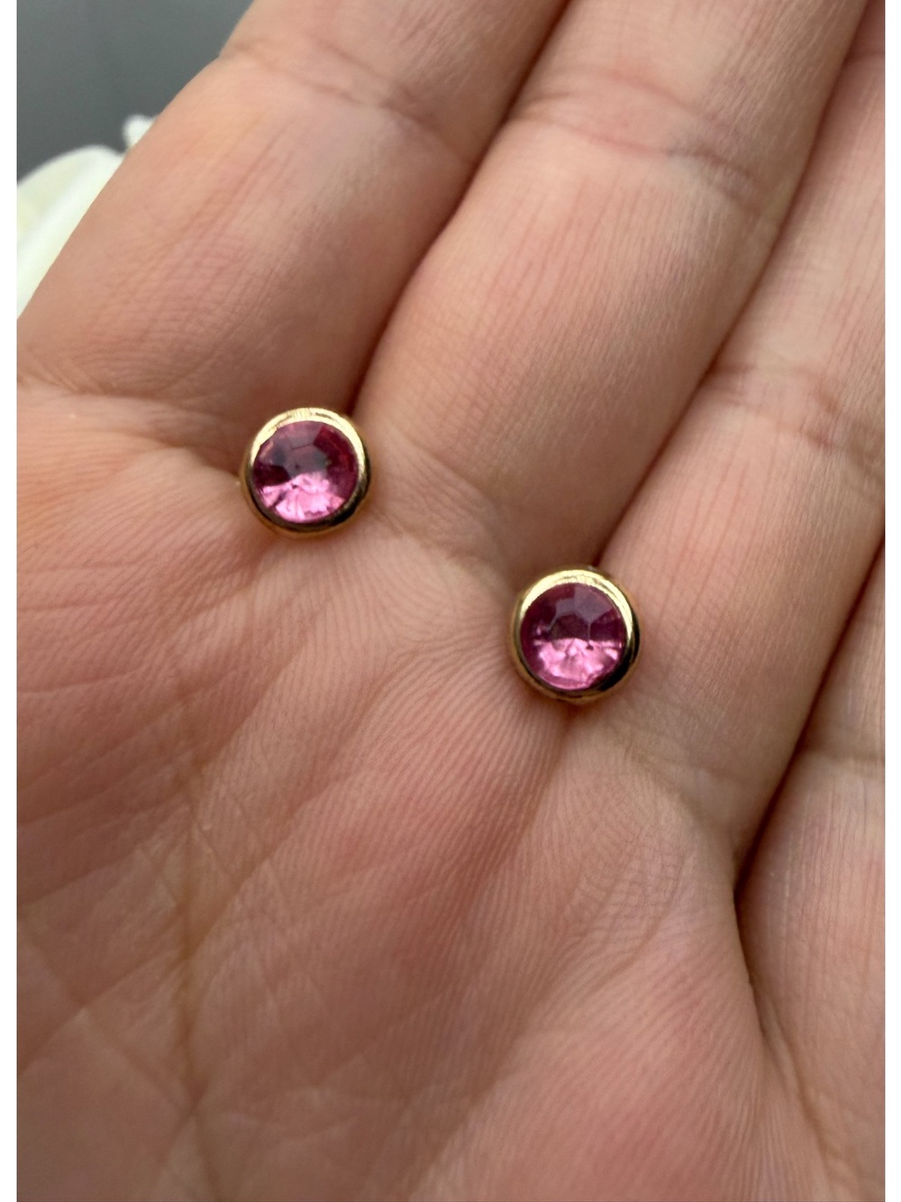 Gold Pink Crystal Stud Earrings - Women Jewelry